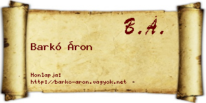 Barkó Áron névjegykártya